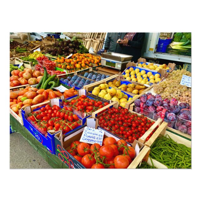 Impression Photo Fruits et légumes frais au Jour du Marché à Sienne (Devant)