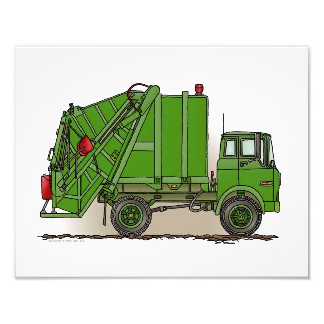 Impression Photo Garbage Truck Green (Devant)