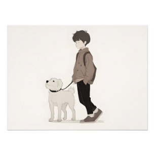 Impression Photo Garçon avec art chien