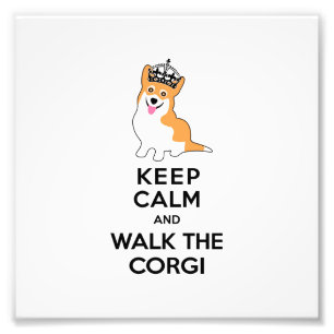 Impression Photo Gardez le calme et marchez sur le Corgi mignon chi