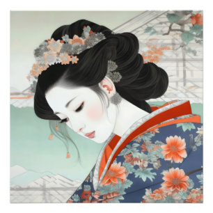 Impression Photo Geisha Colorful Ukiyo-e