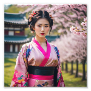 Impression Photo Geisha Girl japonaise dans un cadre magnifique