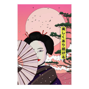 Impression Photo Geisha Soyez Belle Manga japonais style Japonais