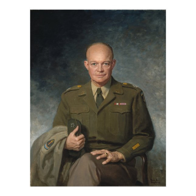 Impression Photo Général Dwight Eisenhower Portrait peint 5 étoiles (Devant)
