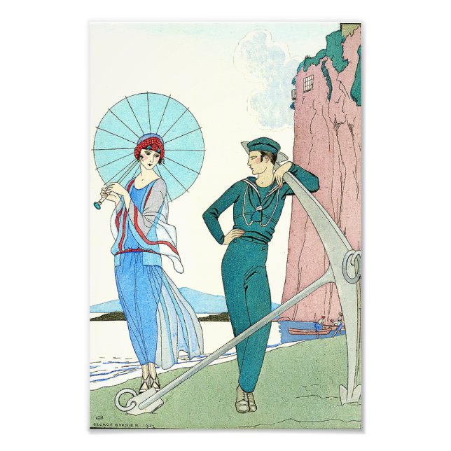 Impression Photo Georges Barbier Lady à la plage Imprimer (Devant)