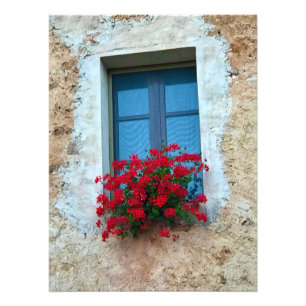 Impression Photo Geraniums dans la fenêtre en Toscane