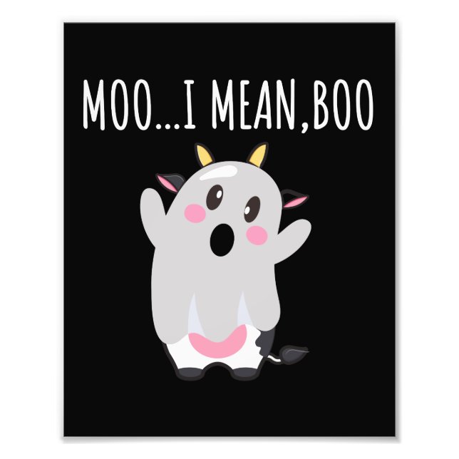 Impression Photo Ghost Cow Moo I Signifie Boo Halloween Cadeau (Devant)