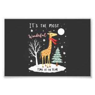 Impression Photo Girafe Drôle Le Plus Merveilleux Temps Noël T-