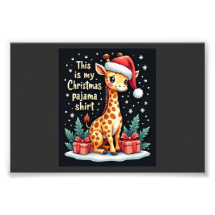 Impression Photo Girafe portant un chapeau de Père Noël pyjama de N