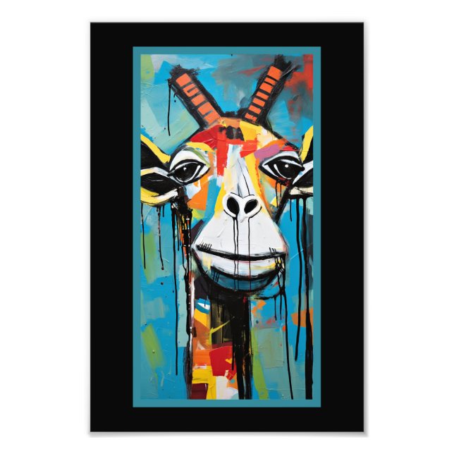 Impression Photo Giraffe Grafitti, amusant et coloré, (Devant)