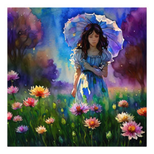 Impression Photo *~ Girl Wild Flower Field AP56 parasols