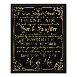 Impression Photo glittery or et noir merci signe mariage