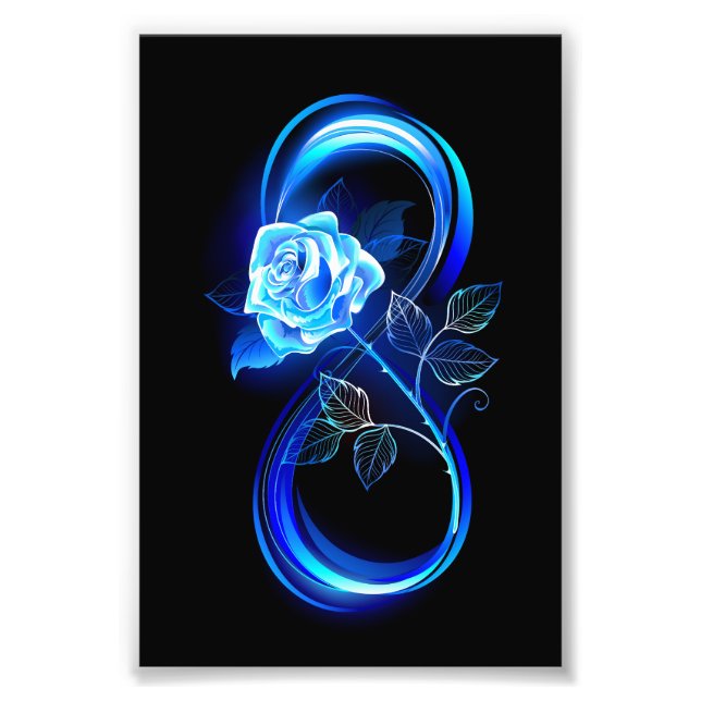 Impression Photo Glowing infinity with blue rose (Devant)