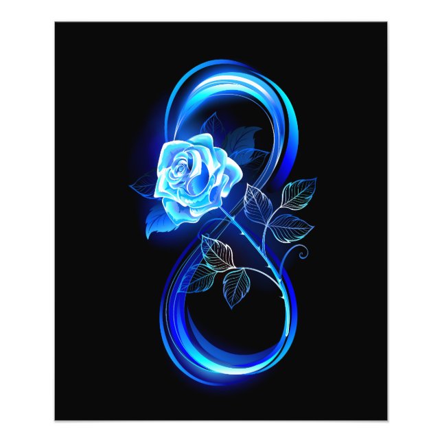 Impression Photo Glowing infinity with blue rose (Devant)