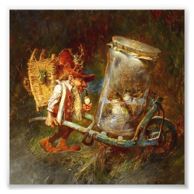 Impression Photo "Gnome Collecting Frogs" par Heinrich Schlitt (Devant)