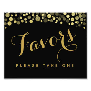 Impression Photo Gold & Black Faveurs fête ou signe mariage