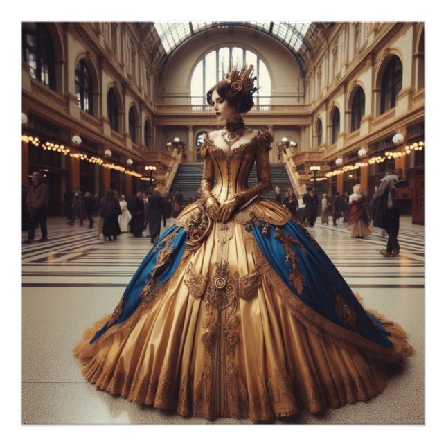 Impression Photo Gold Princess Steampunk Victorian Industrial (Devant)
