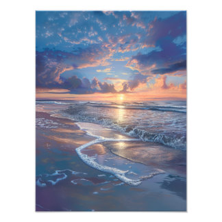 Impression Photo Golden Sunset Serenity - Tranquille Beach Wall Art