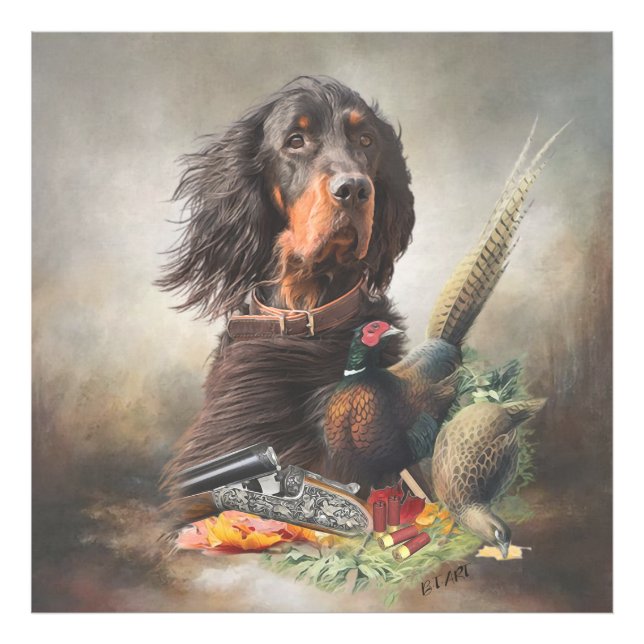 Impression Photo Gordon setter avec faisans, Art (Devant)