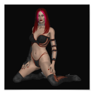Impression Photo Goth Punk Vampire femme en cuir noir