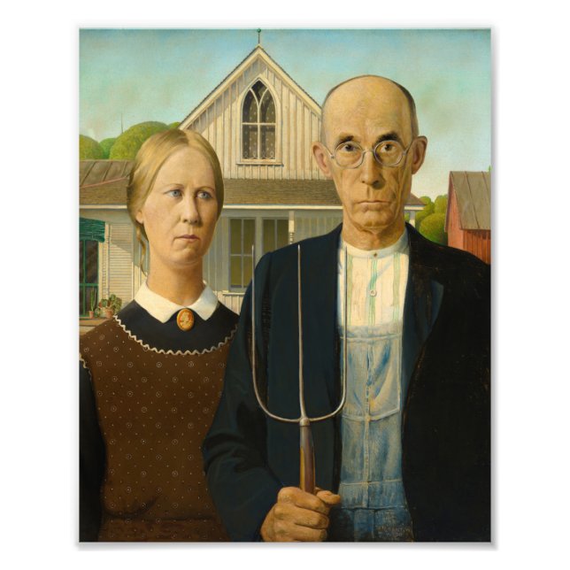 Impression Photo gothique américain par Grant Wood (Devant)