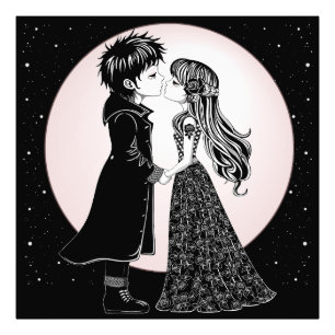 Impression Photo Gothique Emo Enfants Kiss Valentine's Day