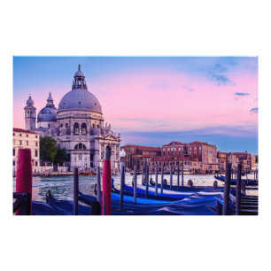 Impression Photo Grand Canal avec gondoles et église à Venise