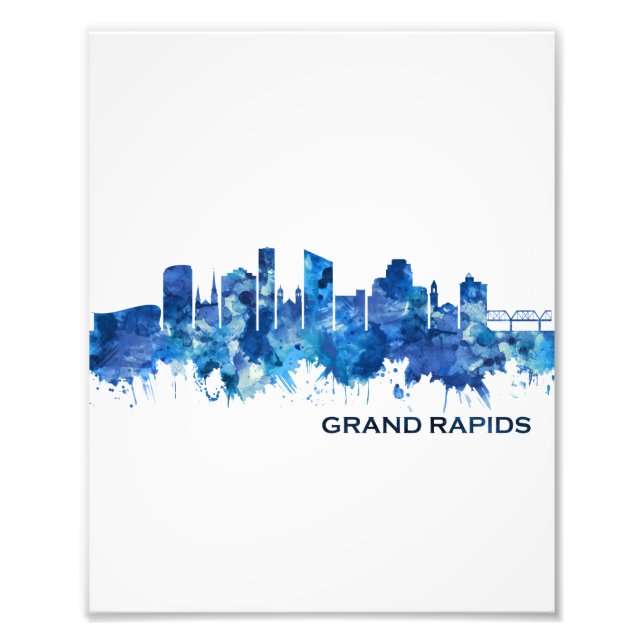 Impression Photo Grand Rapids Michigan Skyline Blue (Devant)