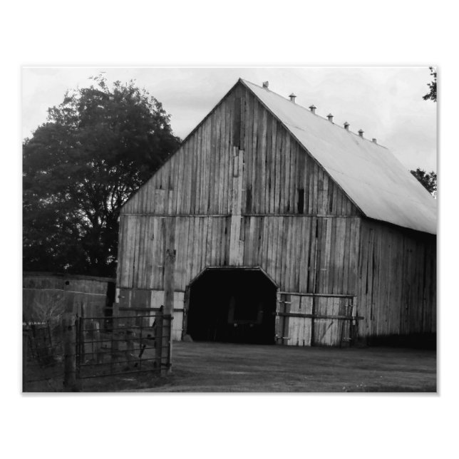 Impression Photo Grange en noir et blanc (Devant)