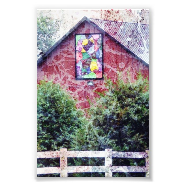 Impression Photo Grange Rouge Avec Grunge De Quilt (Devant)