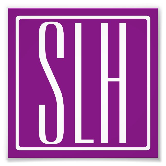 Impression Photo Gras moderne 3 initiales Monogramme | Blanc et pou (Devant)