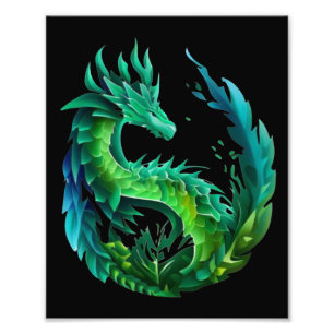 Impression Photo Green Abstrait Dragon Nature Design