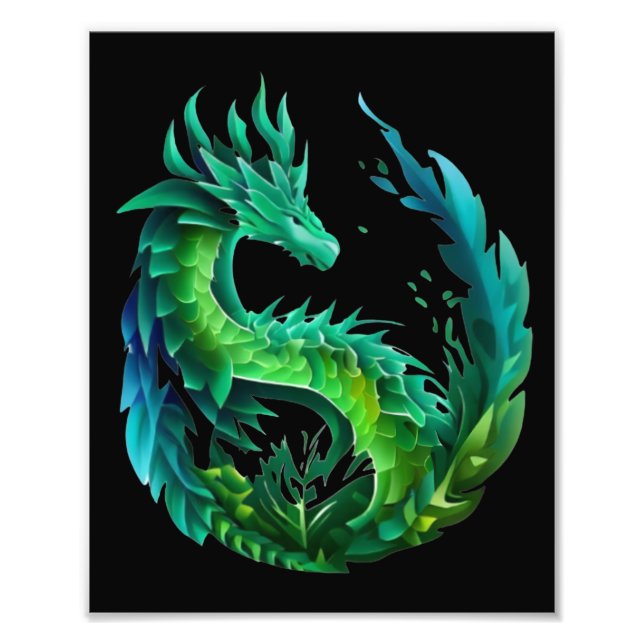 Impression Photo Green Abstrait Dragon Nature Design (Devant)