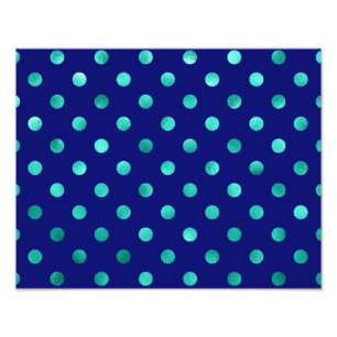 Impression Photo Green Aqua Turquoise Metallic Faux Foil Pois