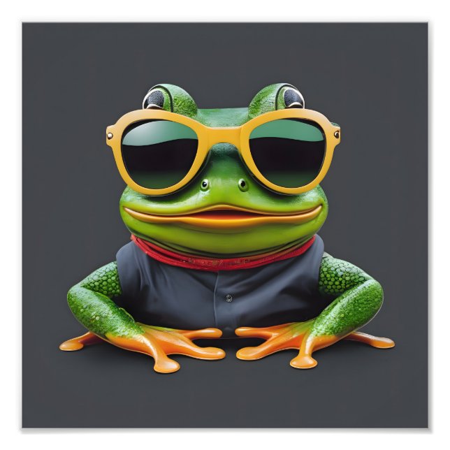 Impression Photo Grenouille drôle avec lunettes de soleil (Devant)
