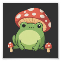 Grenouille esthétique Cottagecore avec champignon