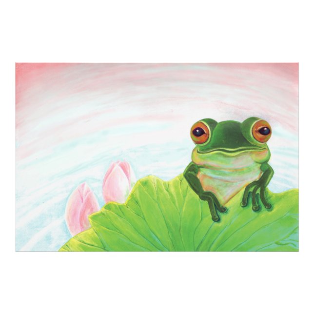 Impression Photo Grenouille verte Se détendre dans l'étang (Devant)