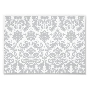 Impression Photo Gris et blanc Élégant motif Damas