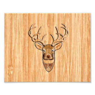 Impression Photo Grotte blanche Cerf de bois Grain style graphique