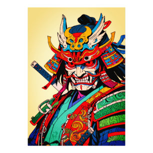 Impression Photo Guerrier Samouraï Féroce – Bushido Japonais Coloré