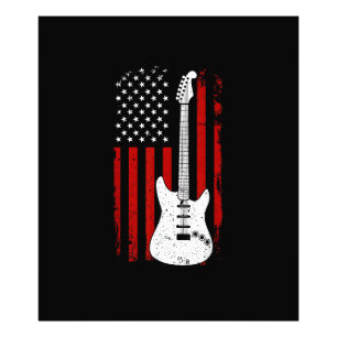 Impression Photo Guitare américain drapeau américain US lecteur de
