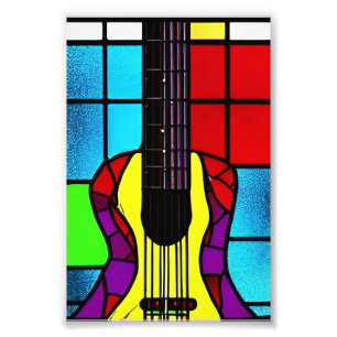 Impression Photo Guitare mosaïque en vitrail