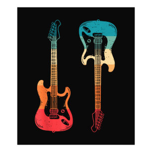 Impression Photo Guitare Rétro Guitariste Guitare Basse Électrique