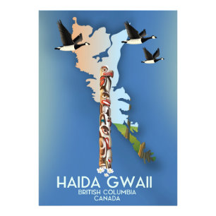 Impression Photo haida gwaii Colombie-Britannique Carte canadienne