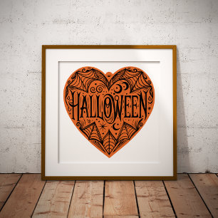 Impression Photo Halloween Cœur, Cœur Forme Orange, Vacances