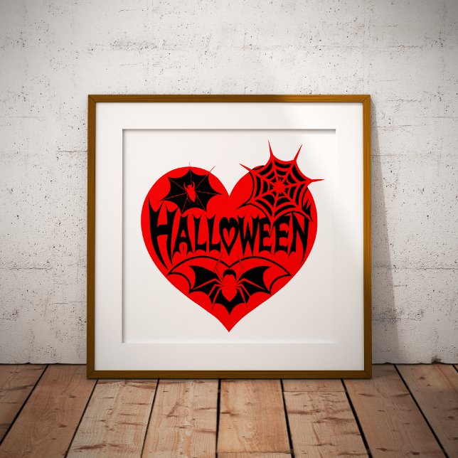 Impression Photo Halloween Heart, Red Heart Shape, Spider Web (Créateur téléchargé)