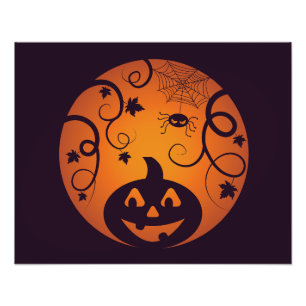 Impression Photo Halloween Jack-o'-lantern citrouille visage et ara