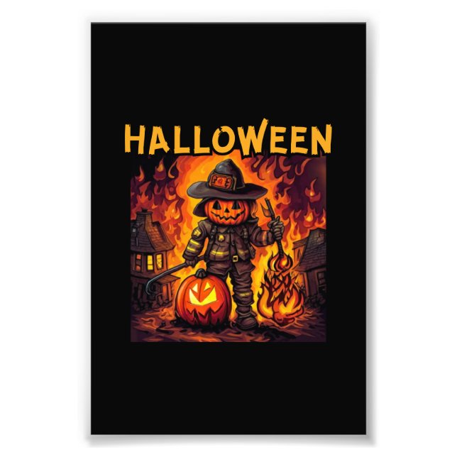Impression Photo Halloween, pompier, tour ou régal ? (Devant)