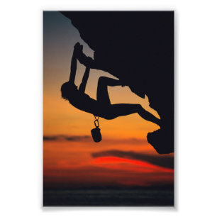 Impression Photo Hanging Rock Climber au lever du soleil
