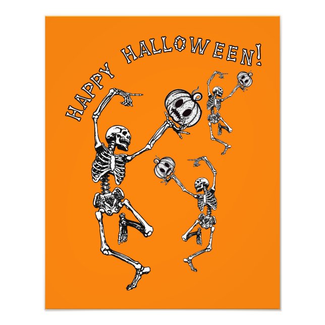 Impression Photo Happy Halloween Dancing Skeleton Danse Macabre (Devant)